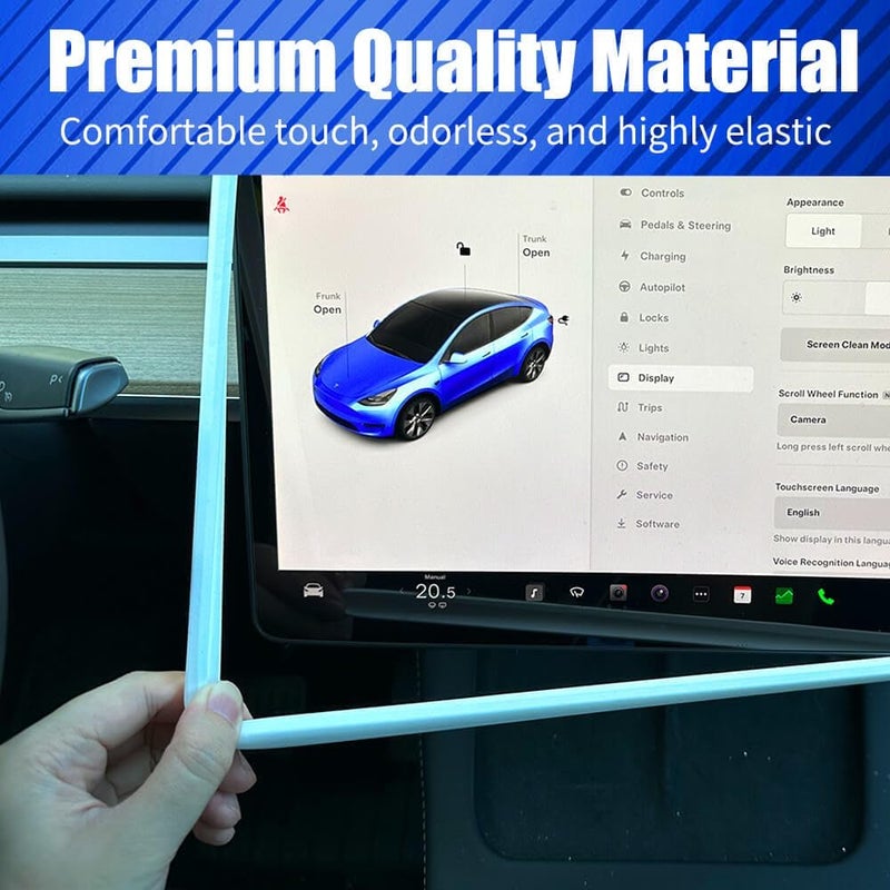 Yeapop 2Pcs Silicone Protector Frames of Screen and Rear View Mirror for Tesla Model 3 2017-2023 and Model Y 2019-Feb.2025. (White) - Image 4
